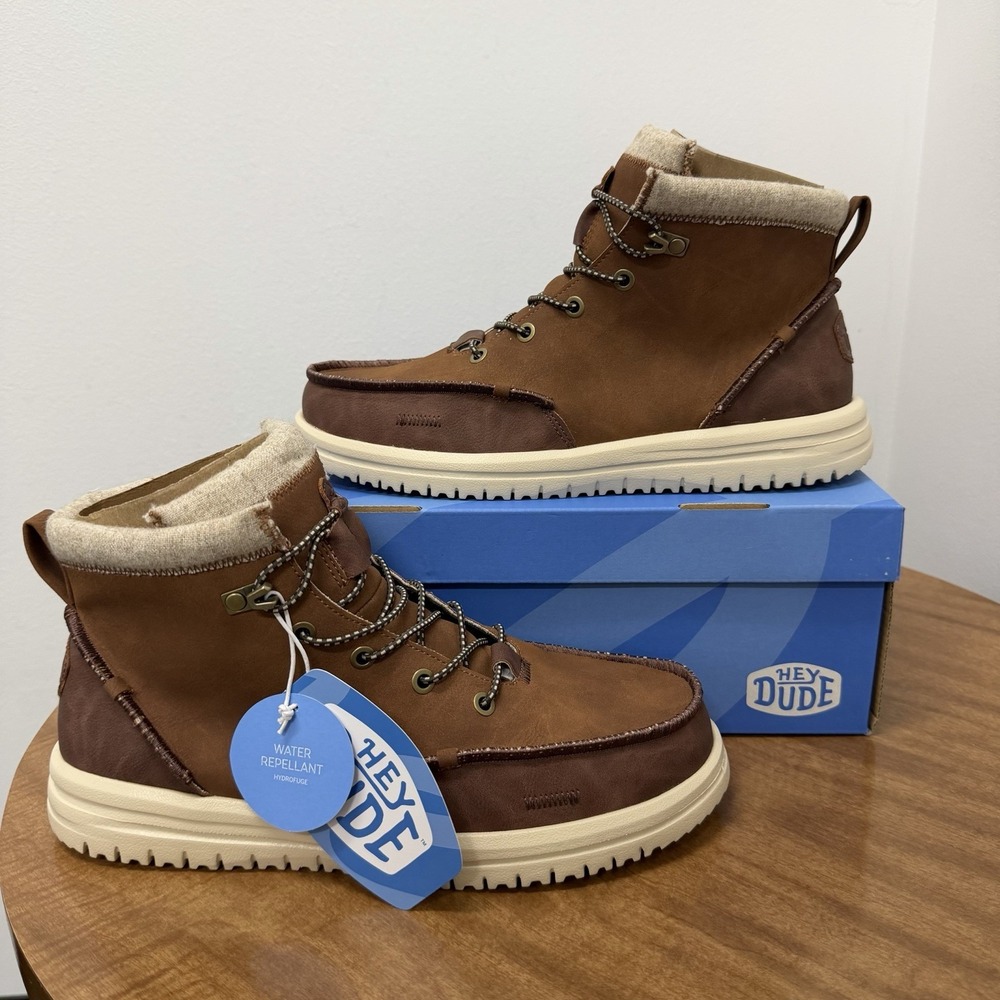 Hey Dude Bradley Classic Tumbled Boots Mens 9 Cognac Multi Water Repellent Boot